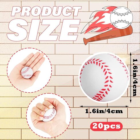 Mini Baseball Lound Ball 20 حزم حفلة بيسبول لصالح الرغوة الصغيرة ضغط القلق لعبة الكرة الاسكتشاف للأطفال in Kuwait