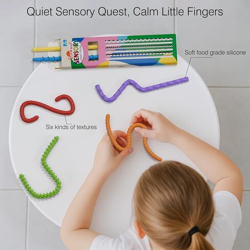 Flexible Sensory Fidget Sticks for Kids,6PCS Sensory Fidget Toys for Stress Anxiety Autistic ADHD,Calm Down Travel Airplane Essentials Toys,Stuffers Gifts for Teens Boys Girls in Kuwait