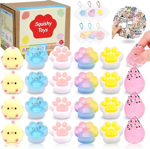 74pcs Taba Squishy Toys Kit -24 Taba Squishies with 50 Stickers, Squishy Fidget Toys Party Favors , Sensory Toys Stress Relief,Treasure Box Toys for Classroom, Goodie Bags Pinata Stuffers for Kids in Saudi Arabia