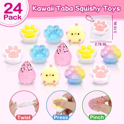 74pcs Taba Squishy Toys Kit -24 Taba Squishies with 50 Stickers, Squishy Fidget Toys Party Favors , Sensory Toys Stress Relief,Treasure Box Toys for Classroom, Goodie Bags Pinata Stuffers for Kids in Saudi Arabia