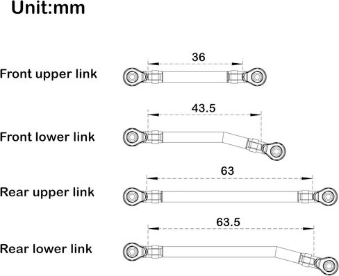 MEUS RACING TRX4M Links Brass High Clearance Links Set for Traxxas 1/18 TRX4M K10 High Trail F150 RC Crawler(K10 High Trail F150) in Saudi Arabia