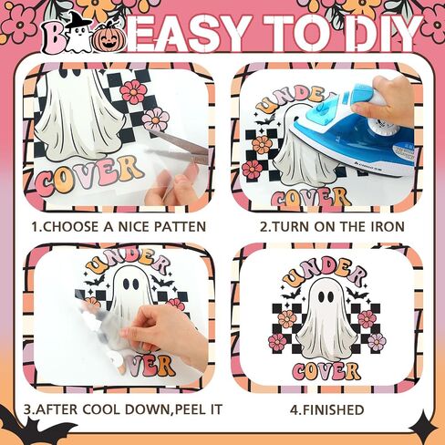 30 Sheets Halloween Dtf Transfers Ready to Press Iron on Transfers for T Shirts Iron on Patches Decals Retro Ghost Heat Transfer Vinyl Spooky Pumpkin Sticker for Clothes Bag Pillow Cover DIY in Saudi Arabia