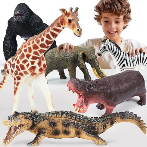 6 Pcs Large Soft Safari Animal Toys,Jumbo Animals Playset for Toddler Kids Children Boy Girl 1 2 3 4 5 Year Old,Learning Toy,Brithday in Saudi Arabia