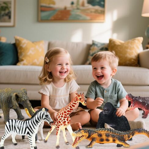 6 Pcs Large Soft Safari Animal Toys,Jumbo Animals Playset for Toddler Kids Children Boy Girl 1 2 3 4 5 Year Old,Learning Toy,Brithday in Saudi Arabia