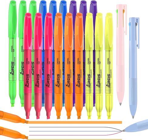Dual Tip Aesthetic Highlighters 8 Colors and 2 Pcs 3 in 1 Multicolor Gel Pens 6 Colors Ink, Chisel & Fine Tips, No Bleed, Cute Bible Highlighters Assorted Colors for Journaling Textbook in Saudi Arabia