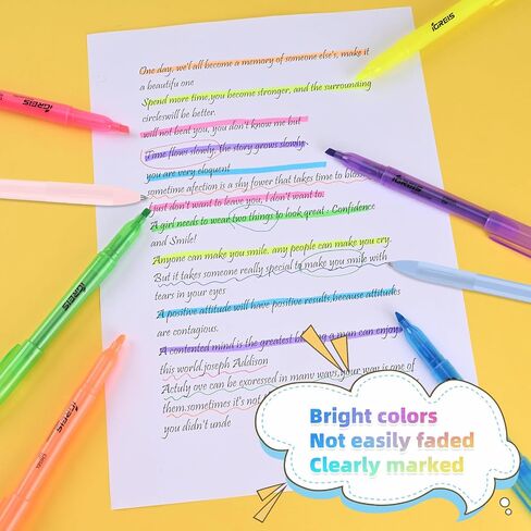 Dual Tip Aesthetic Highlighters 8 Colors and 2 Pcs 3 in 1 Multicolor Gel Pens 6 Colors Ink, Chisel & Fine Tips, No Bleed, Cute Bible Highlighters Assorted Colors for Journaling Textbook in Saudi Arabia