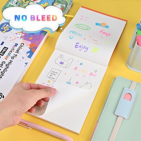 Dual Tip Aesthetic Highlighters 8 Colors and 2 Pcs 3 in 1 Multicolor Gel Pens 6 Colors Ink, Chisel & Fine Tips, No Bleed, Cute Bible Highlighters Assorted Colors for Journaling Textbook in Saudi Arabia