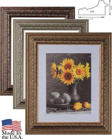 12x18 3-1/2 "Polystyrene Classic Picture Frame 104 Series-Gold by WholesaleArtsframes-Com Made in USA in Saudi Arabia