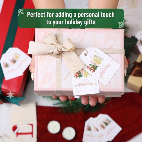 Mr. Pen- Christmas Gift Tags, 100 pcs with Hemp Rope, 2 Designs, Watercolor Plants Paper Tags, Holiday Gift Tags with String, Christmas Tags for Gifts, Gift Bag Tags for Gift Bags in Saudi Arabia