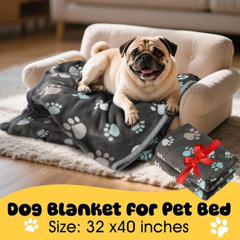 Premium Soft Dog Blanket Washable, 40" x 32" Flannel Gray Dog Blanket for Small and Medium Dogs and Indoor Cats in Kuwait
