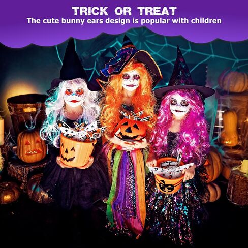 YIHCE Halloween Candy Bags 180 PCS, Cute Rabbit Ear Halloween Treat Bag Bulk, 6 Styles Small Plastic Goodie Bags for Trick or Treat, Pumpkin & Ghost Elements, Party Favor for Party Supplies in Saudi Arabia