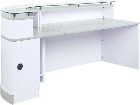 NBF Modern Reception Desk Counter Office Lobby Salon Retail Checkout Desk Curved 96" W x 31" D Driftwood Laminate in Saudi Arabia