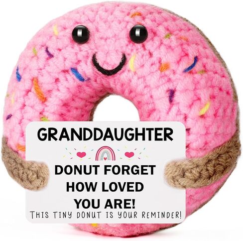 Birthday Granddaughter Gifts from Grandma - Handmade Crochet Donut Positive Emotional Gift for Granddaughters from Grandparents Grandpa Birthday Christmas Stocking Stuffers Presents in Saudi Arabia
