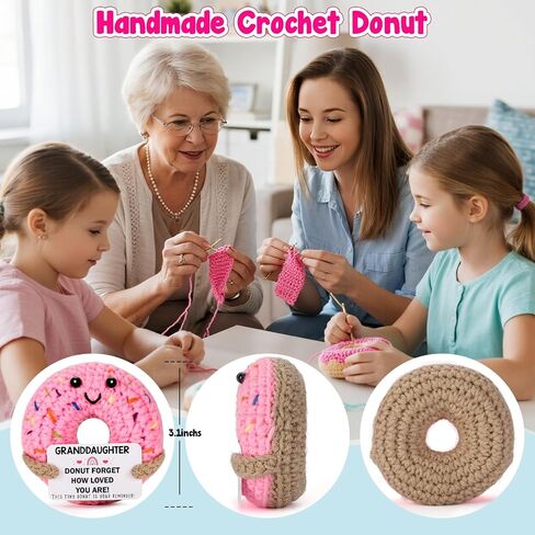 Birthday Granddaughter Gifts from Grandma - Handmade Crochet Donut Positive Emotional Gift for Granddaughters from Grandparents Grandpa Birthday Christmas Stocking Stuffers Presents in Saudi Arabia