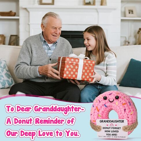 Birthday Granddaughter Gifts from Grandma - Handmade Crochet Donut Positive Emotional Gift for Granddaughters from Grandparents Grandpa Birthday Christmas Stocking Stuffers Presents in Saudi Arabia