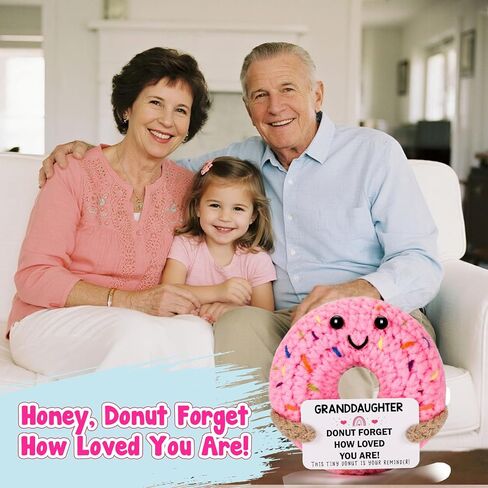 Birthday Granddaughter Gifts from Grandma - Handmade Crochet Donut Positive Emotional Gift for Granddaughters from Grandparents Grandpa Birthday Christmas Stocking Stuffers Presents in Saudi Arabia