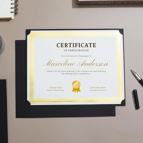 حاملي الشهادات أحادية الوجهين لحجم الخطاب ، و 8.5 × 11 شهادة الجائزة السائبة للتخرج ، والدبلوم ، والوثائق ، والزواج ، وتقدير الموظف ، والمدرسة ، والمكتب ، والأعمال التجارية (الأسود ، 25CT) in Kuwait