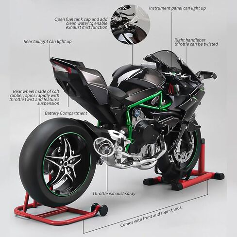 1/6 Scale Alloy Dynamic Motorcycle Model,Alloy Diecast Simulated Motorbike with Realistic Ignition, Smoke Spray, Sound & Light Effects for Adult Collectors in Kuwait