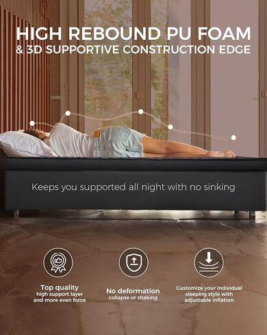 وسادة نوم KingCamp Luxury ثلاثية الأبعاد مزدوجة ذاتية النفخ بقيمة 9.5 R، مرتبة هوائية رغوية للتخييم، محمولة بسمك 3 بوصات كبيرة لشخصين، 79.1 بوصة × 50.3 بوصة × 3.0 بوصة، أسود in Saudi Arabia