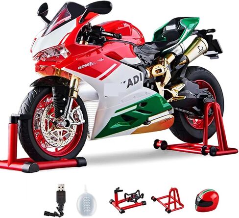 1/9 Large Metal DieCast 1299 High-Performance Model Spray-Simulated Start, Adult Collectible for Ducati Style (1299-Red) in Saudi Arabia