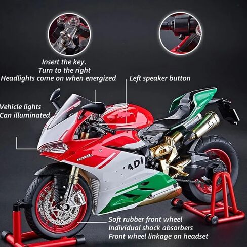 1/9 Large Metal DieCast 1299 High-Performance Model Spray-Simulated Start, Adult Collectible for Ducati Style (1299-Red) in Saudi Arabia