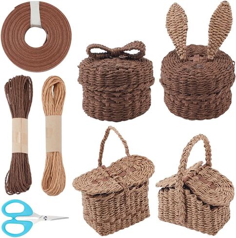FREEBLOSS 8 Set Miniature Rattan Basket kit DIY Basket Making Kit with Handles for Tiny Birthday Party Favors or Baby Shower DIY Mini Baskets Kit in Saudi Arabia