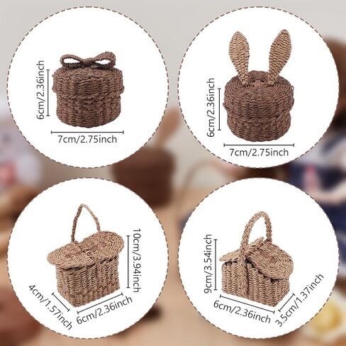 FREEBLOSS 8 Set Miniature Rattan Basket kit DIY Basket Making Kit with Handles for Tiny Birthday Party Favors or Baby Shower DIY Mini Baskets Kit in Saudi Arabia