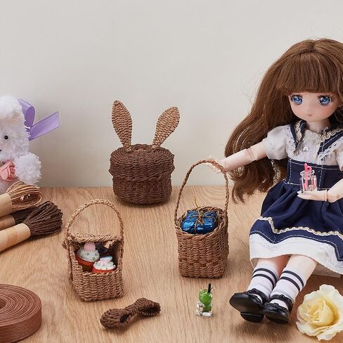 FREEBLOSS 8 Set Miniature Rattan Basket kit DIY Basket Making Kit with Handles for Tiny Birthday Party Favors or Baby Shower DIY Mini Baskets Kit in Saudi Arabia