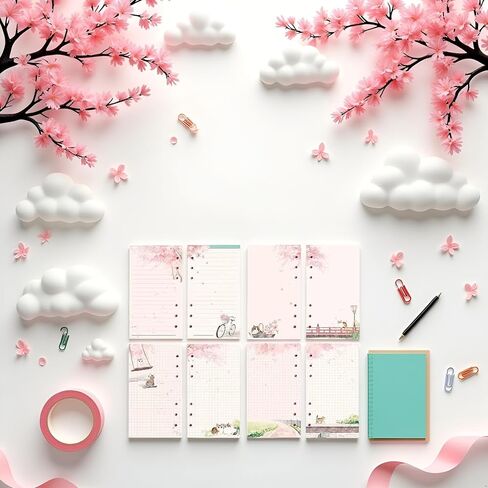 A6 Pink Leaf Leaf Paper-swill ، و 80 ورقة دفتر محمول من 6 حفرة ، متوافقة مع المجلدات والمخططين ، والأوراق الممتازة للمدرسة ، والمكاتب والصحافة. in Saudi Arabia