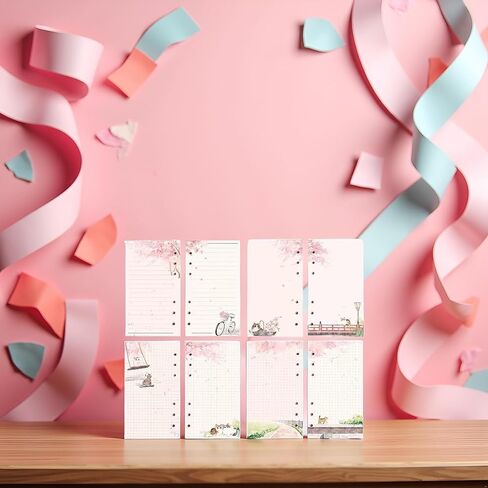 A6 Pink Leaf Leaf Paper-swill ، و 80 ورقة دفتر محمول من 6 حفرة ، متوافقة مع المجلدات والمخططين ، والأوراق الممتازة للمدرسة ، والمكاتب والصحافة. in Saudi Arabia