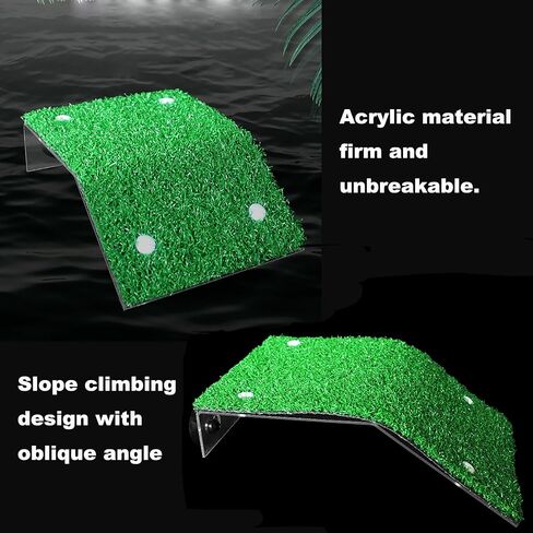 Turtle Basking Platform - 4.6 X 2.8 X 1.3 Inches Tortoise Basking Platform - Simulation Grass Tortoise Ramp with Suction Cup - Turtle Resting Terrace for Reptile, Terrapin, Frog in Saudi Arabia