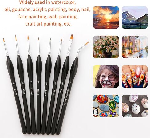 Paint Brush Set, Watercolor Brush Set Detail Paint Brush Set with Nylon Hair Design for Acrylics, Inks and Gouache (8pcs) in Saudi Arabia
