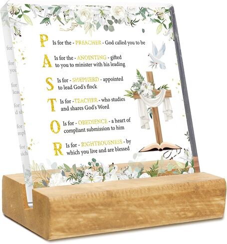 Pastor Appreciation Gifts for Men Women Include Wooden Thank You Acrylic Plaque with Wooden Stand Preacher Christian Party Table Decor Display Holder in Saudi Arabia