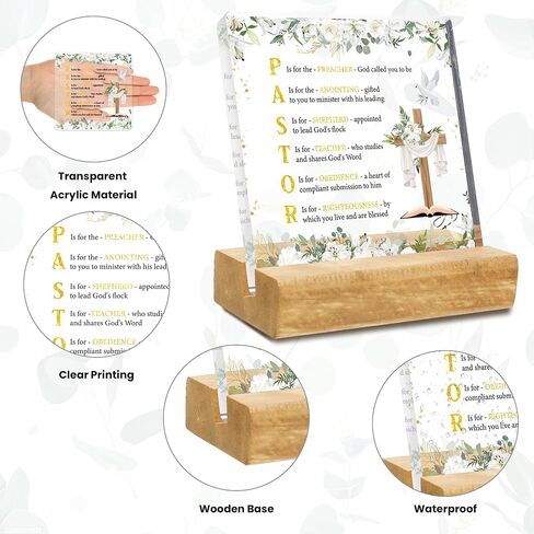 Pastor Appreciation Gifts for Men Women Include Wooden Thank You Acrylic Plaque with Wooden Stand Preacher Christian Party Table Decor Display Holder in Saudi Arabia