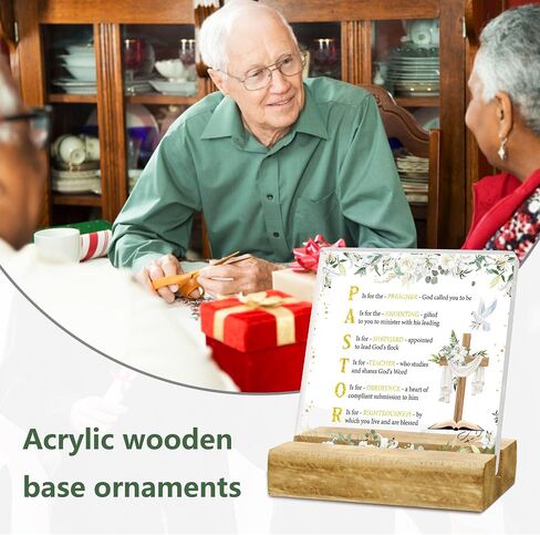Pastor Appreciation Gifts for Men Women Include Wooden Thank You Acrylic Plaque with Wooden Stand Preacher Christian Party Table Decor Display Holder in Saudi Arabia