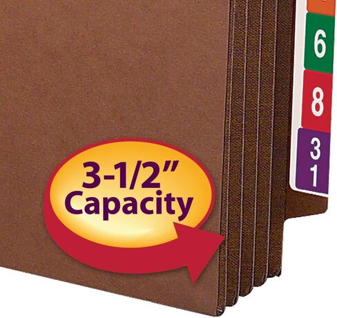 Smead End Tab TUFF® File Pocket, Reinforced Straight-Cut Tab, 3-1/2" Expansion, Tyvek® Gusset, Extra Wide Letter Size, Redrope, 10 per Box (73780) in Saudi Arabia