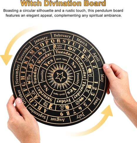 Divination Board, 10in Large Board, Wooden Crystal Dowsing Board Tarot Ornaments, Engraving Board for Divination, Ghost Hunting Tools, Treasure, Buried Objects in Saudi Arabia