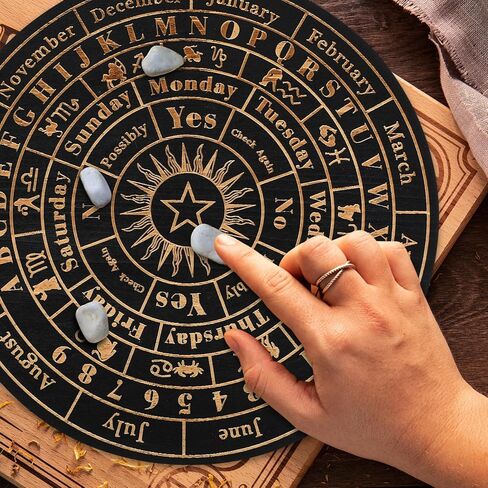 Divination Board, 10in Large Board, Wooden Crystal Dowsing Board Tarot Ornaments, Engraving Board for Divination, Ghost Hunting Tools, Treasure, Buried Objects in Saudi Arabia