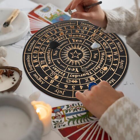 Divination Board, 10in Large Board, Wooden Crystal Dowsing Board Tarot Ornaments, Engraving Board for Divination, Ghost Hunting Tools, Treasure, Buried Objects in Saudi Arabia