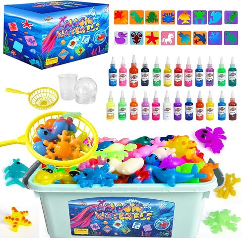 طقم لعبة Blissofun Magic Water Elf Toy ، Aqua Fairy Water Gel Kit With 24 Magic Gels ، 16 Sea Creature Molds Arts & Crafts DIY STEM للأطفال الذين تتراوح أعمارهم in Saudi Arabia