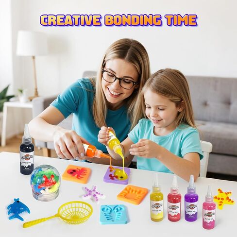 طقم لعبة Blissofun Magic Water Elf Toy ، Aqua Fairy Water Gel Kit With 24 Magic Gels ، 16 Sea Creature Molds Arts & Crafts DIY STEM للأطفال الذين تتراوح أعمارهم in Saudi Arabia