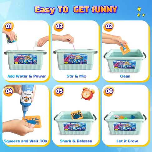 طقم لعبة Blissofun Magic Water Elf Toy ، Aqua Fairy Water Gel Kit With 24 Magic Gels ، 16 Sea Creature Molds Arts & Crafts DIY STEM للأطفال الذين تتراوح أعمارهم in Saudi Arabia