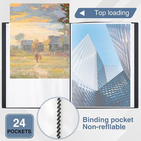 Affrolling 2 Pcs 12"x18" Art Portfolio Folder with 24 Pockets & Black Inner Sheets, Display 48 Pages, Art Portfolio Binder Scrapbook with Plastic Sleeves for Artwork in Saudi Arabia