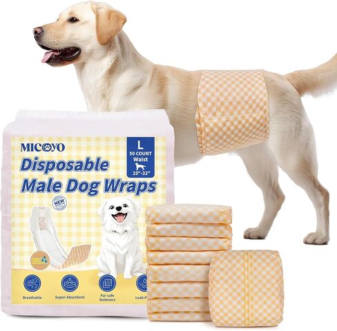 MICOOYO Disposable Male Dog Wraps, Male Dog Diapers Disposable with Wetness Indicator, Puppy Diapers Super Absorbent and Breathable, Small Size 20 Count in Saudi Arabia
