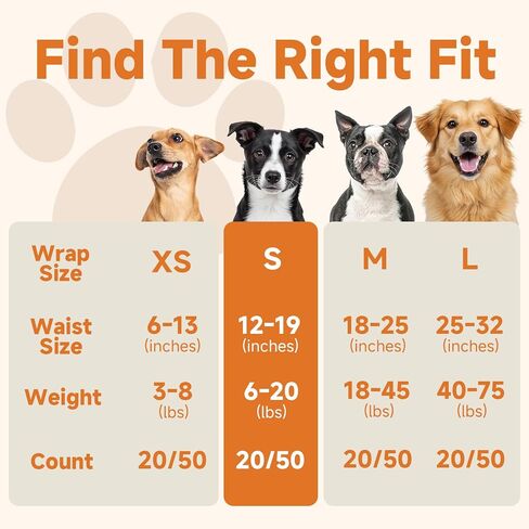 MICOOYO Disposable Male Dog Wraps, Male Dog Diapers Disposable with Wetness Indicator, Puppy Diapers Super Absorbent and Breathable, Small Size 20 Count in Saudi Arabia