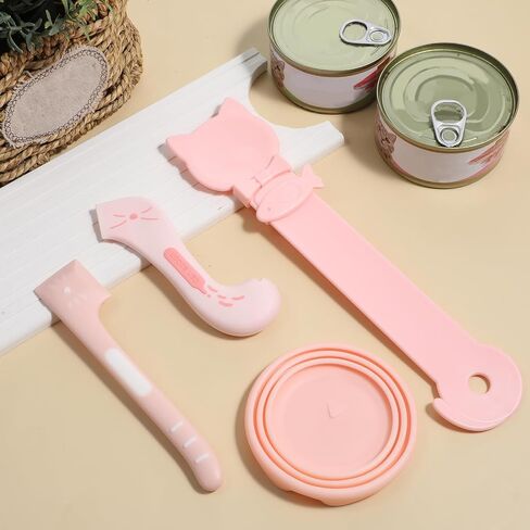 4pcs طعام الحيوانات الأليفة Can Spoon Can أغطية الطعام خلط ملاعق السيليكون العالمي يغطي ملعقة صغيرة متعددة المقدمة للحيوانات الأليفة لتغذية الكلاب تغذية الأطعمة الرطبة (الوردي) in Saudi Arabia
