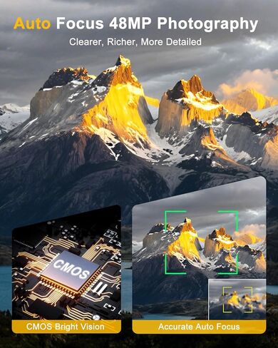 4K Digital Camera, Camkory AutoFocus Point and Shoot Digital Camera with 32GB Card, 16X Zoom, Flash Compact 48MP Cameras for Photogrpahy Small Travel Camera for Teens Adults Beginners, Black in Kuwait