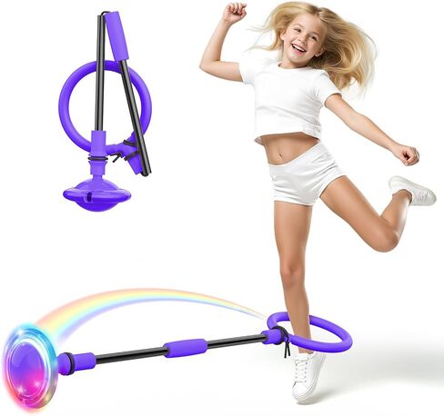 Ankle Skip Ball for Kids, Foldable Skip Ball with Colorful Flash Wheel, Indoor & Outside Game Toys, Christmas Birthday Gifts Toys for Girls and Boys Age 4 5 6 7 8 9 10 Years Old in Kuwait