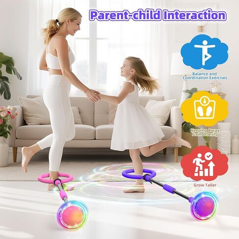 Ankle Skip Ball for Kids, Foldable Skip Ball with Colorful Flash Wheel, Indoor & Outside Game Toys, Christmas Birthday Gifts Toys for Girls and Boys Age 4 5 6 7 8 9 10 Years Old in Kuwait