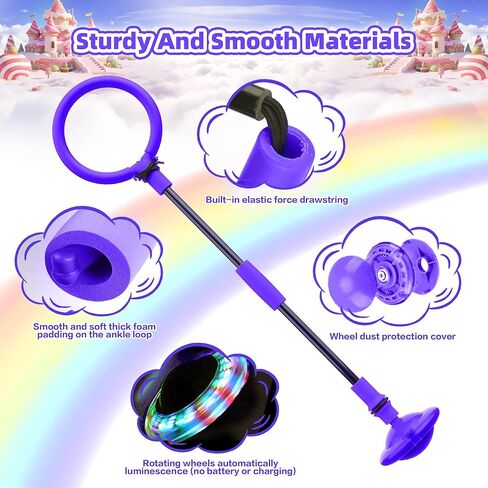 Ankle Skip Ball for Kids, Foldable Skip Ball with Colorful Flash Wheel, Indoor & Outside Game Toys, Christmas Birthday Gifts Toys for Girls and Boys Age 4 5 6 7 8 9 10 Years Old in Kuwait